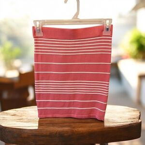 Charlotte Russe Coral and White Striped Mini Skirt